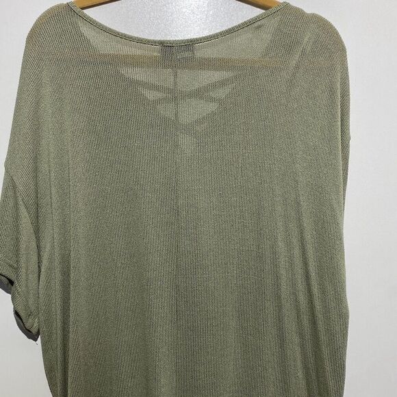 Vici Women's Olive Green Tundra Lace Tie-Up Closure Stretchy Knitted Top Large - Picture 7 of 9